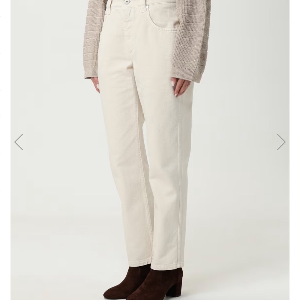 Brunello Cucinelli Women's Cream Straight Leg Jeans